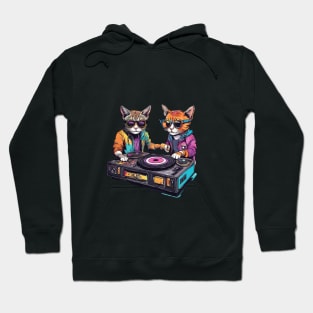 Cool DJ cats retro style Hoodie